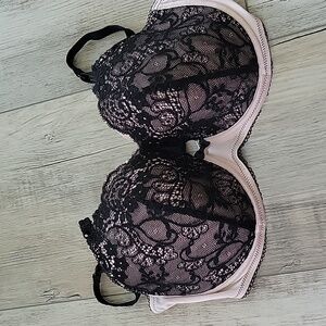 DKNY black 36 DD superior lace demi half cup underwire bra #DK451603